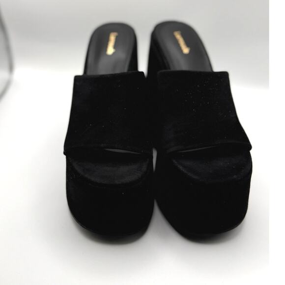 Larroudé black retro Wanda Suede Platform Mules size 8 Y2k chunky heel - Picture 9 of 13